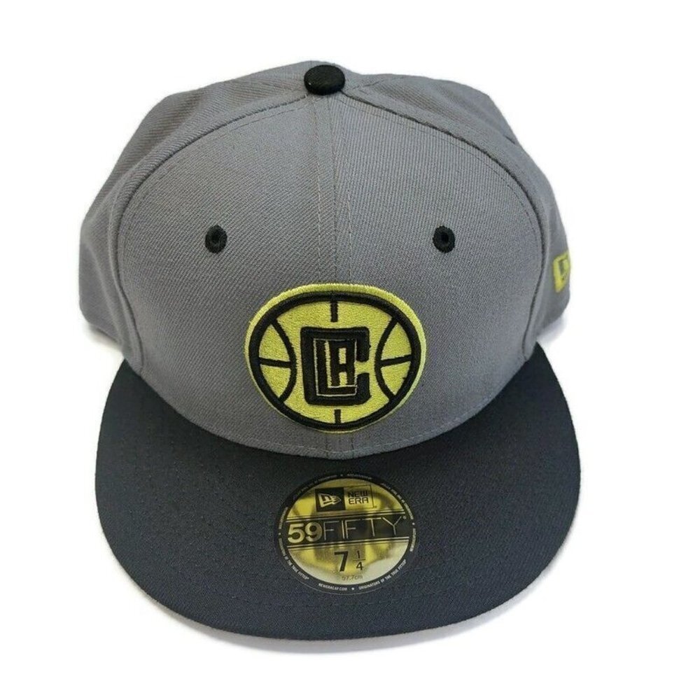 59Fifty New Era Men's NBA Los Angeles Clippers Fitted Hat Cap Gray Neon Sz 7 1/4